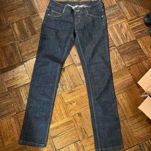MOTO JEANS DARK DENIM, bootleg, low rise 30”x32”, like new